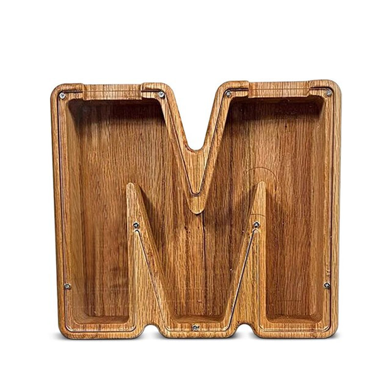Twenty-Six English Alphabet Moneybox Coin Money Piggy Bank Wooden Letter Saving Box Desktop Ornament Home Decor Crafts for Kids
