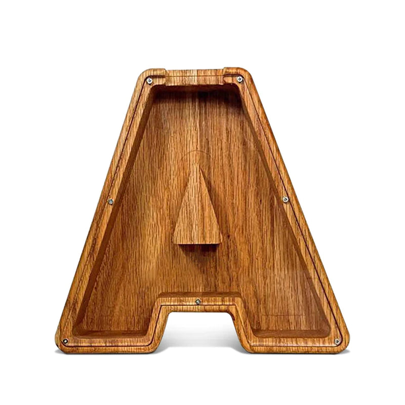 Twenty-Six English Alphabet Moneybox Coin Money Piggy Bank Wooden Letter Saving Box Desktop Ornament Home Decor Crafts for Kids