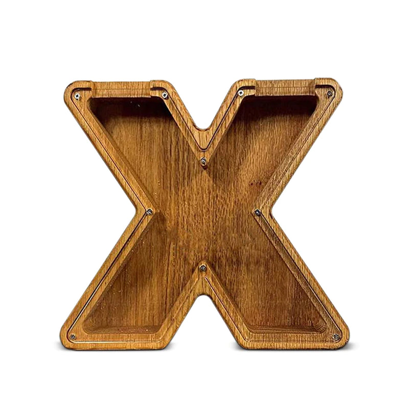 Twenty-Six English Alphabet Moneybox Coin Money Piggy Bank Wooden Letter Saving Box Desktop Ornament Home Decor Crafts for Kids