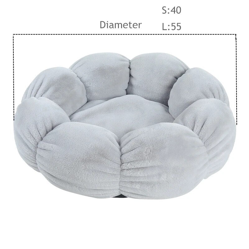 Cat Bed Flower Shape Cats Winter Warm House Cute Coral Fleece round Cushion Beds for Small Dog Kitten Kennel Mattress