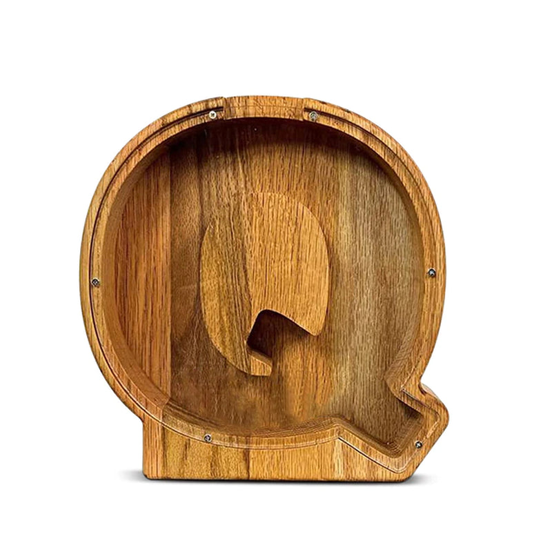 Twenty-Six English Alphabet Moneybox Coin Money Piggy Bank Wooden Letter Saving Box Desktop Ornament Home Decor Crafts for Kids