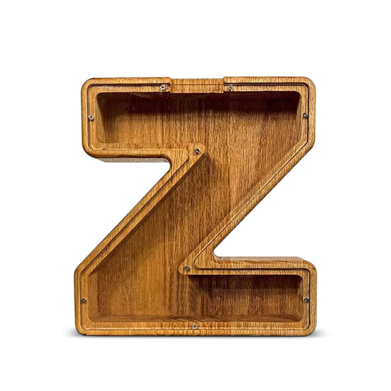 Twenty-Six English Alphabet Moneybox Coin Money Piggy Bank Wooden Letter Saving Box Desktop Ornament Home Decor Crafts for Kids