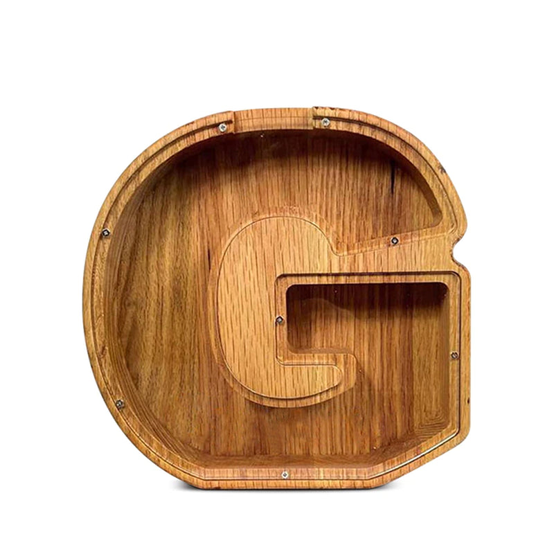 Twenty-Six English Alphabet Moneybox Coin Money Piggy Bank Wooden Letter Saving Box Desktop Ornament Home Decor Crafts for Kids