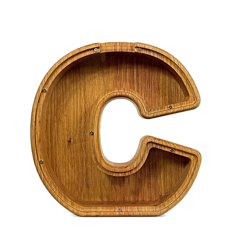 Twenty-Six English Alphabet Moneybox Coin Money Piggy Bank Wooden Letter Saving Box Desktop Ornament Home Decor Crafts for Kids