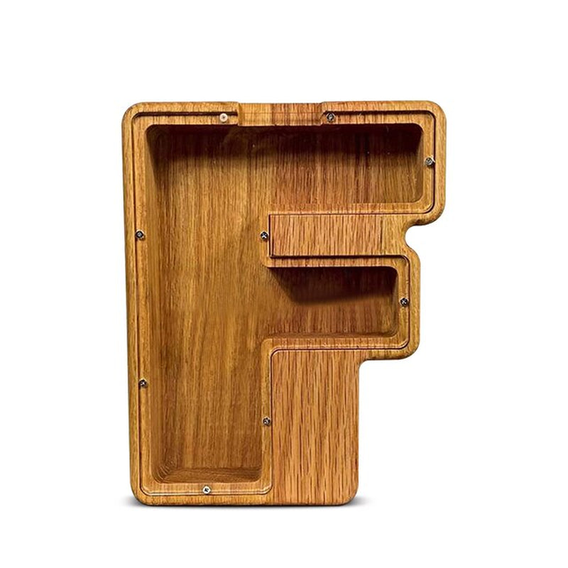 Twenty-Six English Alphabet Moneybox Coin Money Piggy Bank Wooden Letter Saving Box Desktop Ornament Home Decor Crafts for Kids