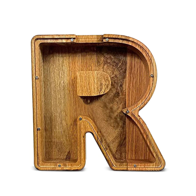 Twenty-Six English Alphabet Moneybox Coin Money Piggy Bank Wooden Letter Saving Box Desktop Ornament Home Decor Crafts for Kids