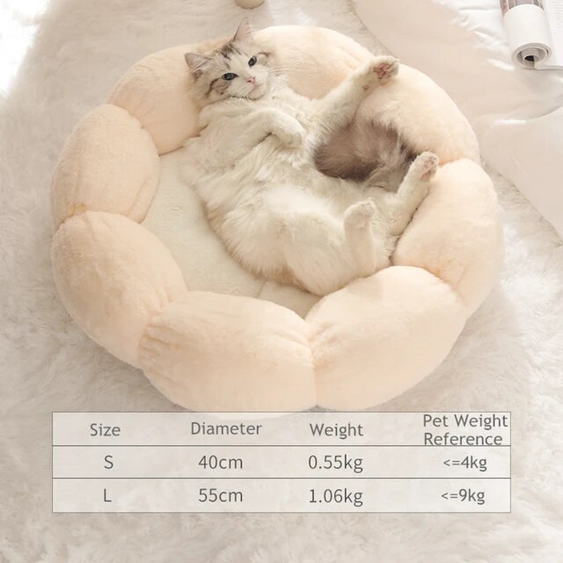 Cat Bed Flower Shape Cats Winter Warm House Cute Coral Fleece round Cushion Beds for Small Dog Kitten Kennel Mattress