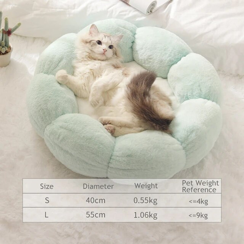 Cat Bed Flower Shape Cats Winter Warm House Cute Coral Fleece round Cushion Beds for Small Dog Kitten Kennel Mattress